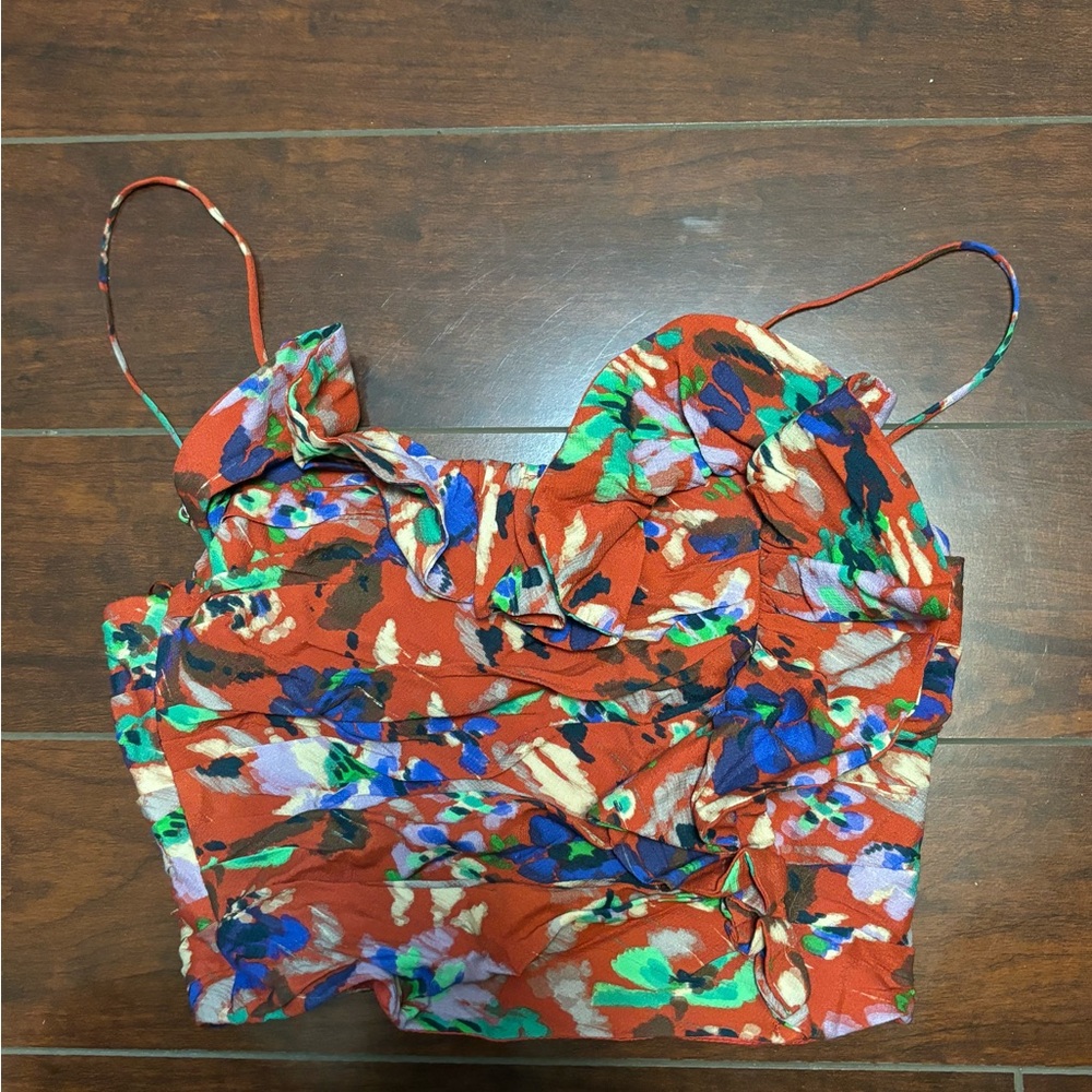 ZARA Floral Spaghetti Strap Top
